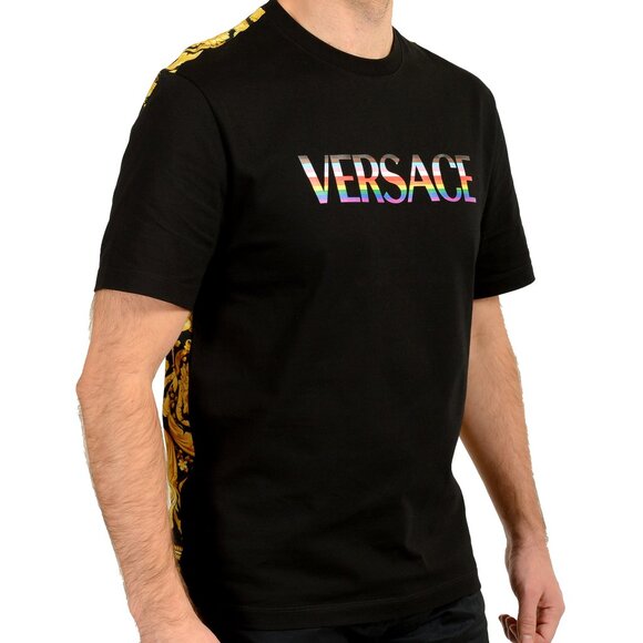 Versace Men's Barocco Pride Print Multi-Color Short Sleeve T-Shirt US 4XL IT 60 - Picture 2 of 6